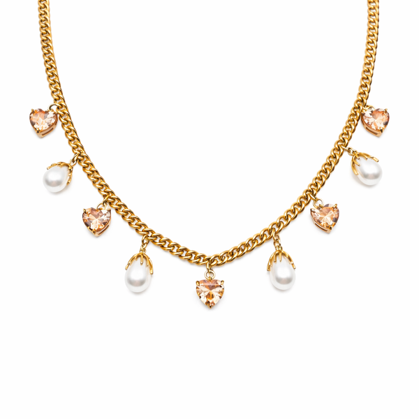 Pearl heart charm necklace