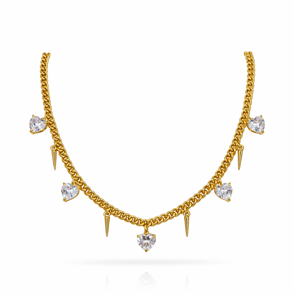 Spike heart charm necklace
