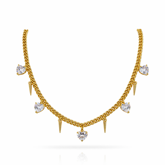 Spike heart charm necklace