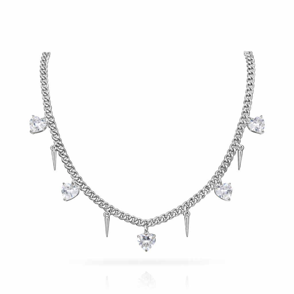 Spike heart charm necklace