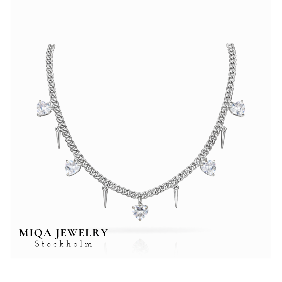 Spike heart charm necklace