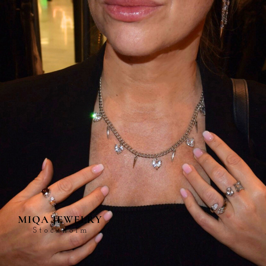 Spike heart charm necklace